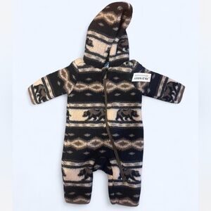 Old Navy Bear Print Fleece Hoooded Coverall One Piece 0-3 Months